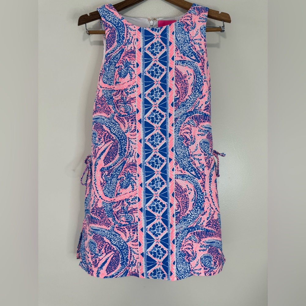 Lilly Pulitzer Pink and Blue Sleeveless romper - alligator print in size 4